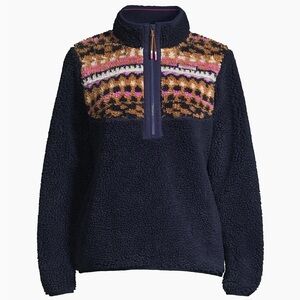 Vineyard Vines Size MEDIUM Fair Isle Sherpa‎ Fleece Half Zip Pullover Sweatshirt